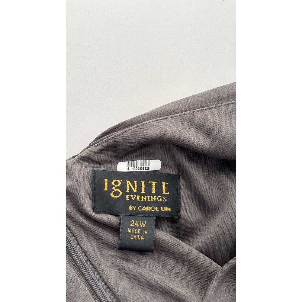 Ignite Evenings Ruched Asymmetric Tiered Gown Dress Dark Moss Womens Size 24W - Picture 7 of 8